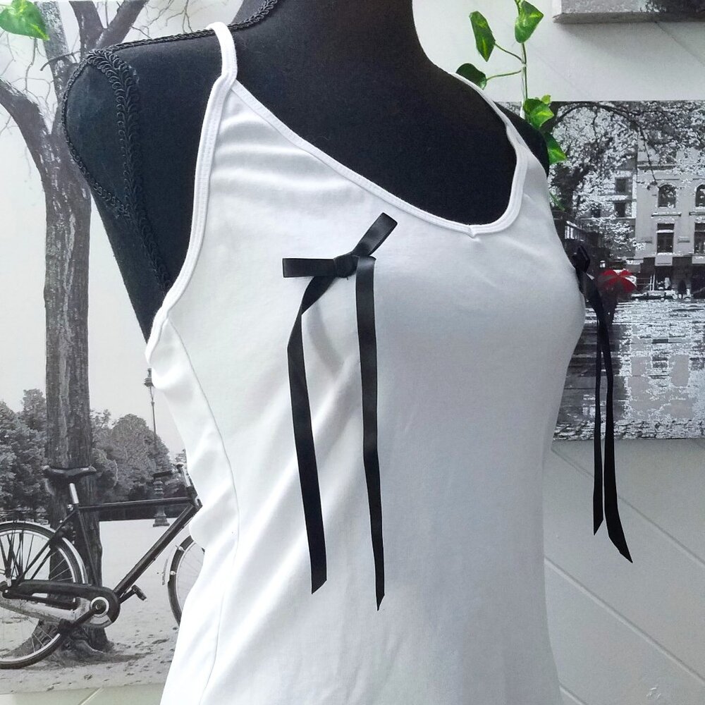 Sugar Thrillz White Camisole Ribbon Detail